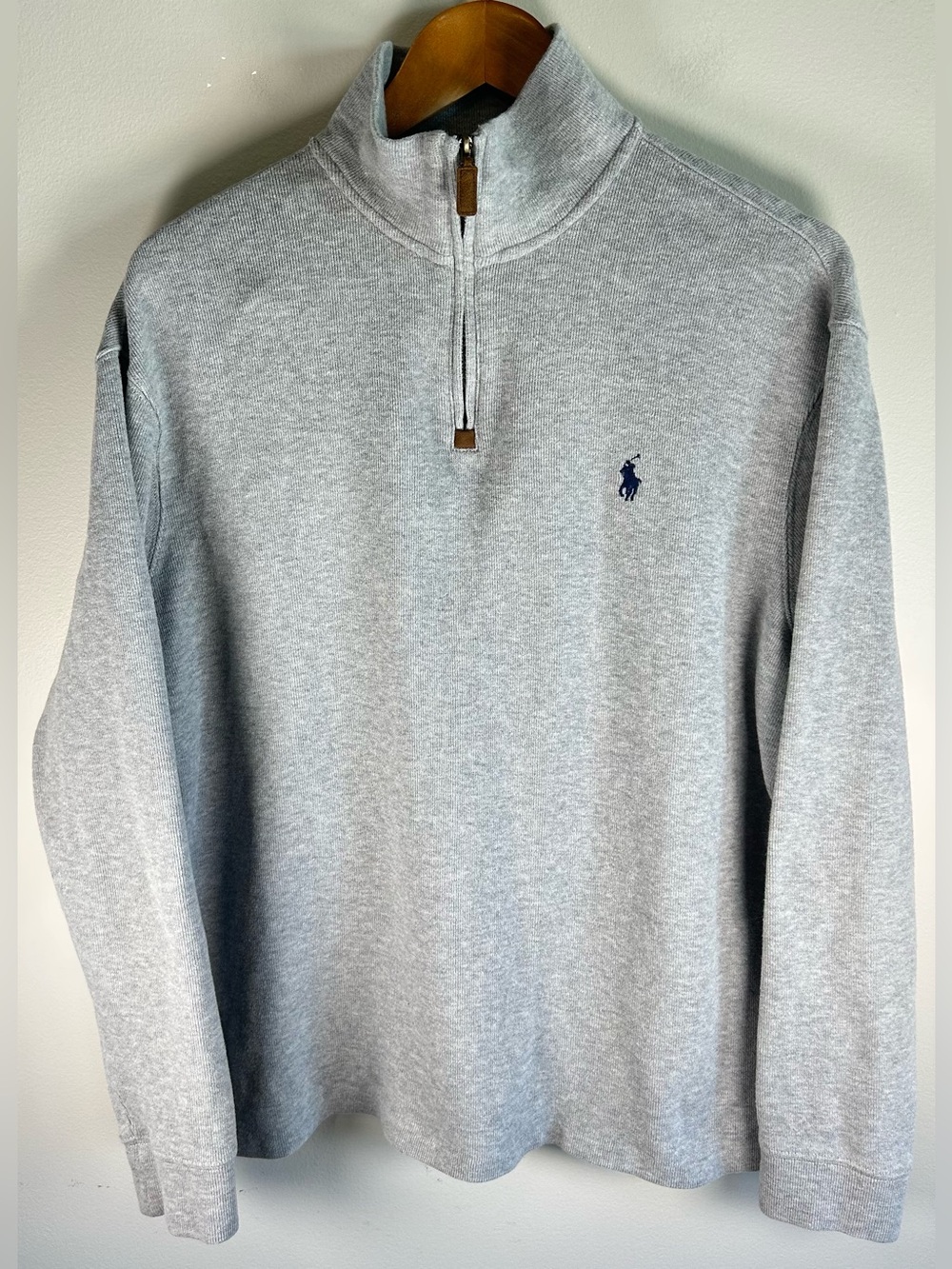 Polo Ralph Lauren Men’s 1/4 Zip Sweater Size L Cotton Mesh Andover Heather EUC